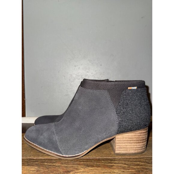 Tom’s Loren Suede Gray Ankle Heeled Boots Bootie Size 7.5 - Picture 3 of 14